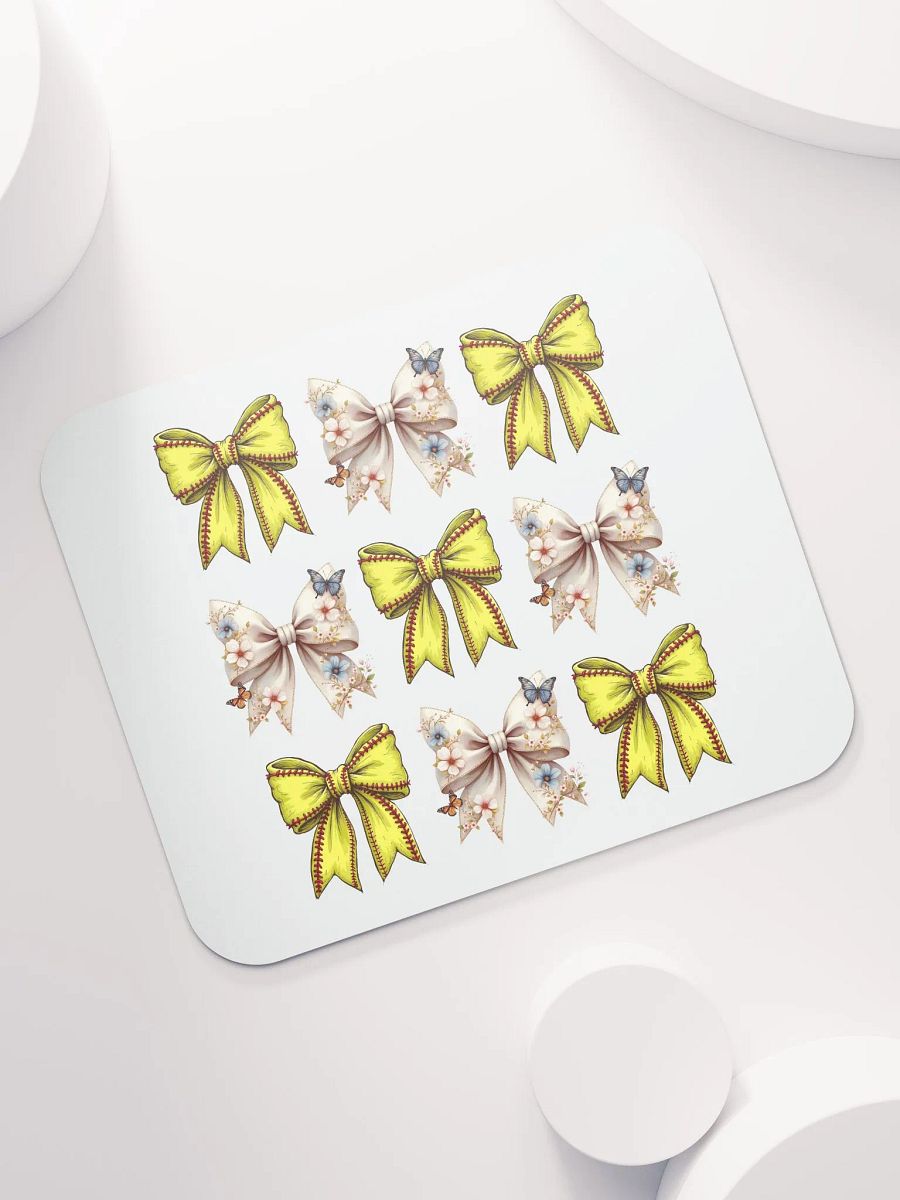 Spring Bows Softball Butterfly Garden Mouse Pad product image (5)