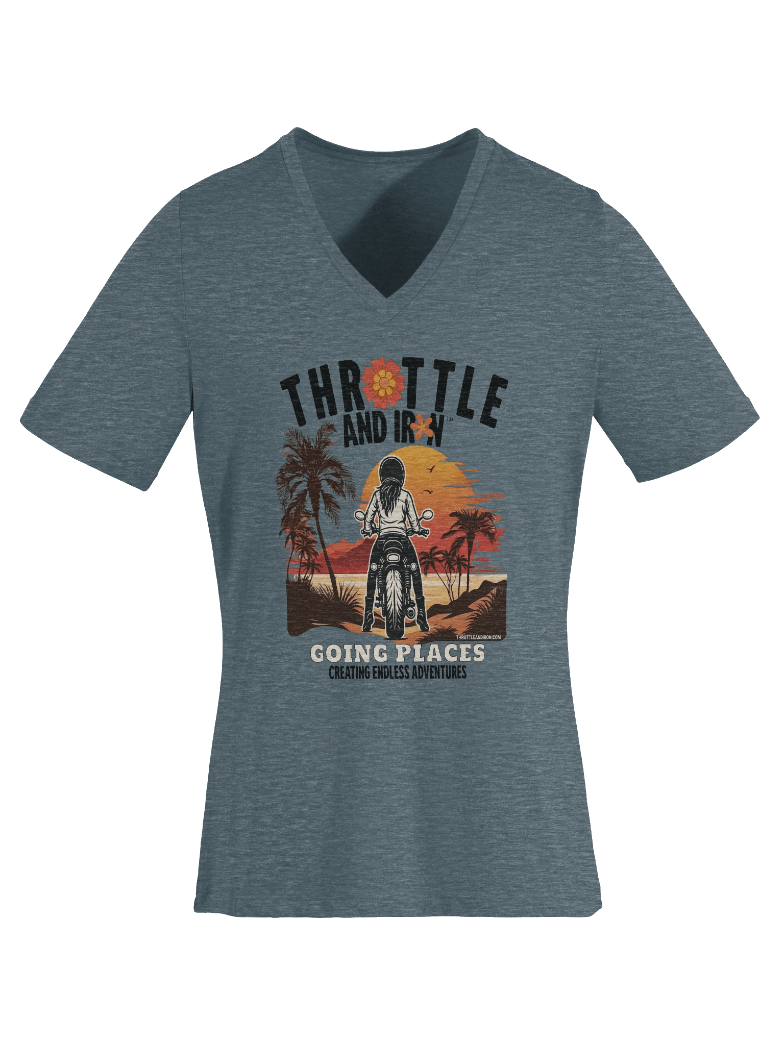Throttle & Iron “Going Places” Women’s V-Neck Tee (2) Wheel product image (6)