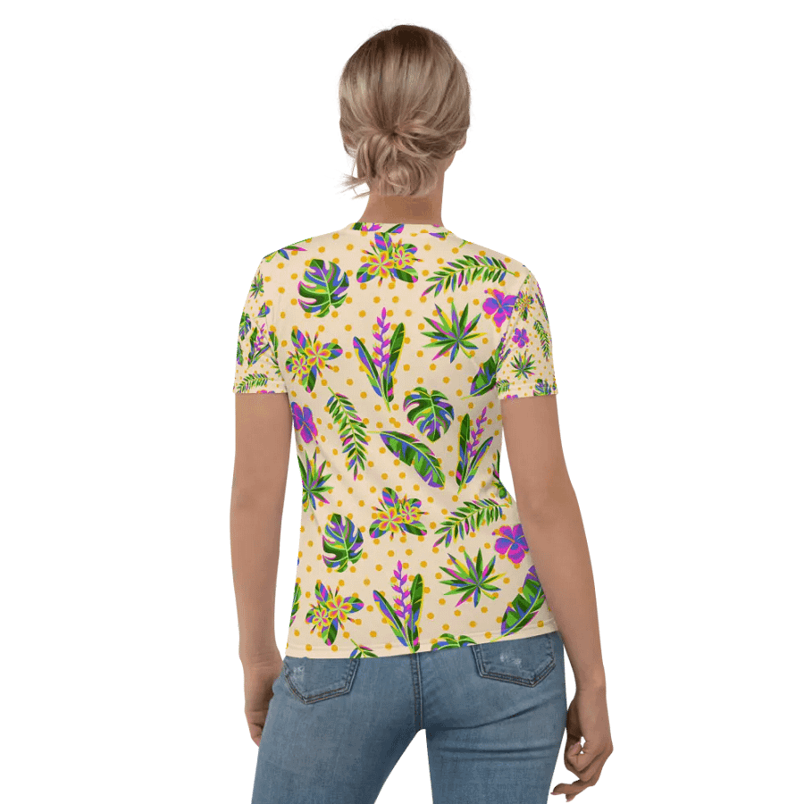 Ladies T shirt all over print tropical design giving a fresh holiday  feel. product image (1)