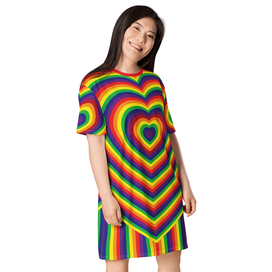 Rainbow Pride Hearts T-shirt Dress product image (4)