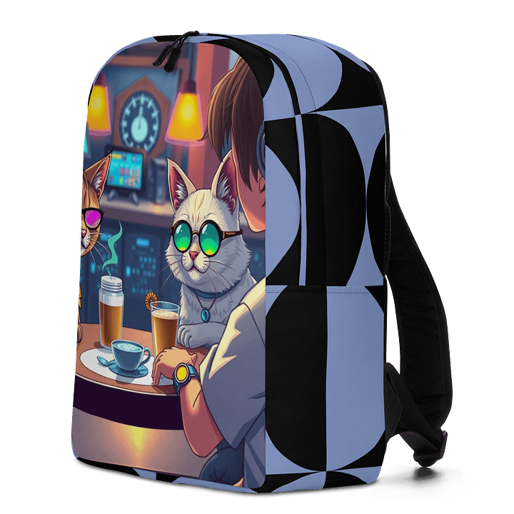 Minimalist Backpack - Chill Mode: Futuristic Cats & Coffee Vibes product image (2)