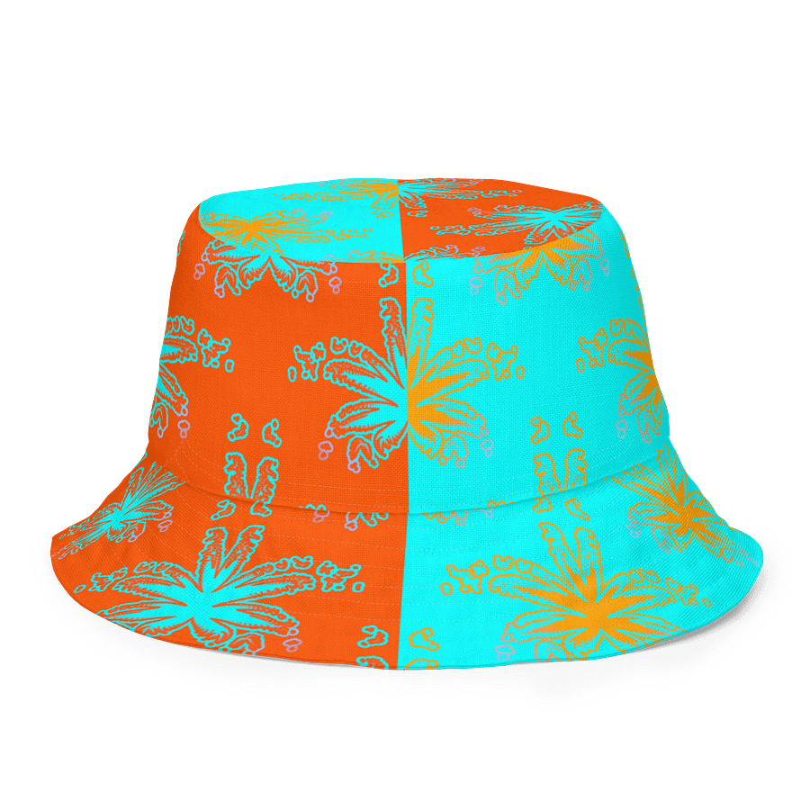 Stoner Circus Cannabis Summertime Reversible Bucket Hat, Pink Green Orange Blue Weed Reefer Rave Accessory, 420 Pot Leaf Festival Fashion product image (2)