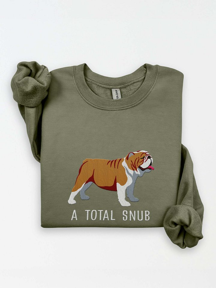 A Total Snub Sweatshirt (Embroidered) of an English Bulldog(Tan & White) product image (1)