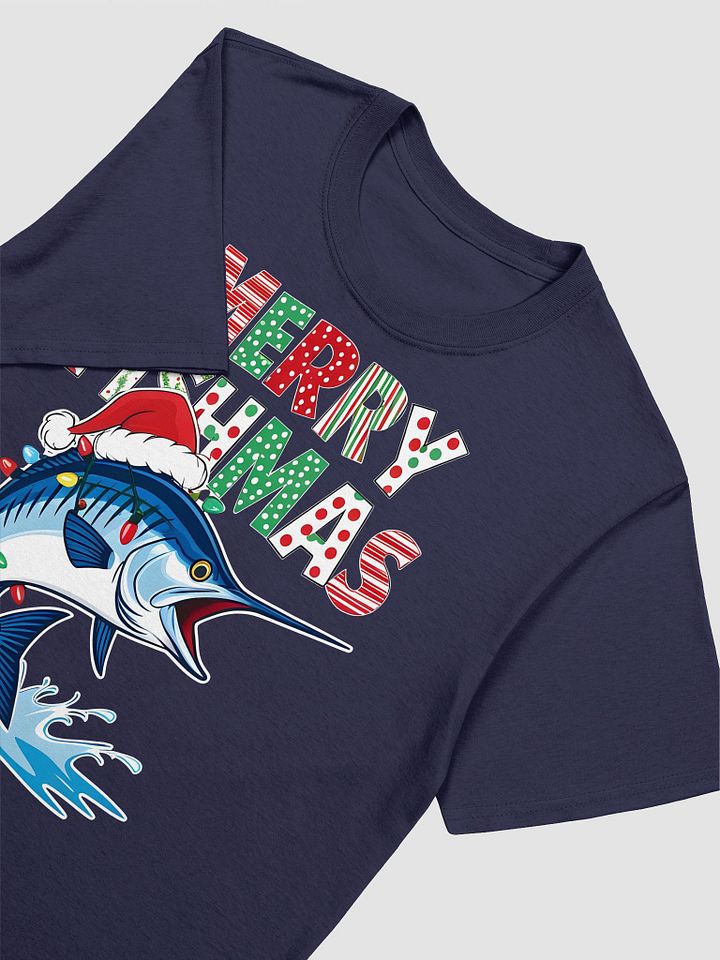 Merry Fishmas Marlin Fishing Tee with Christmas Lights shirt product image (2)