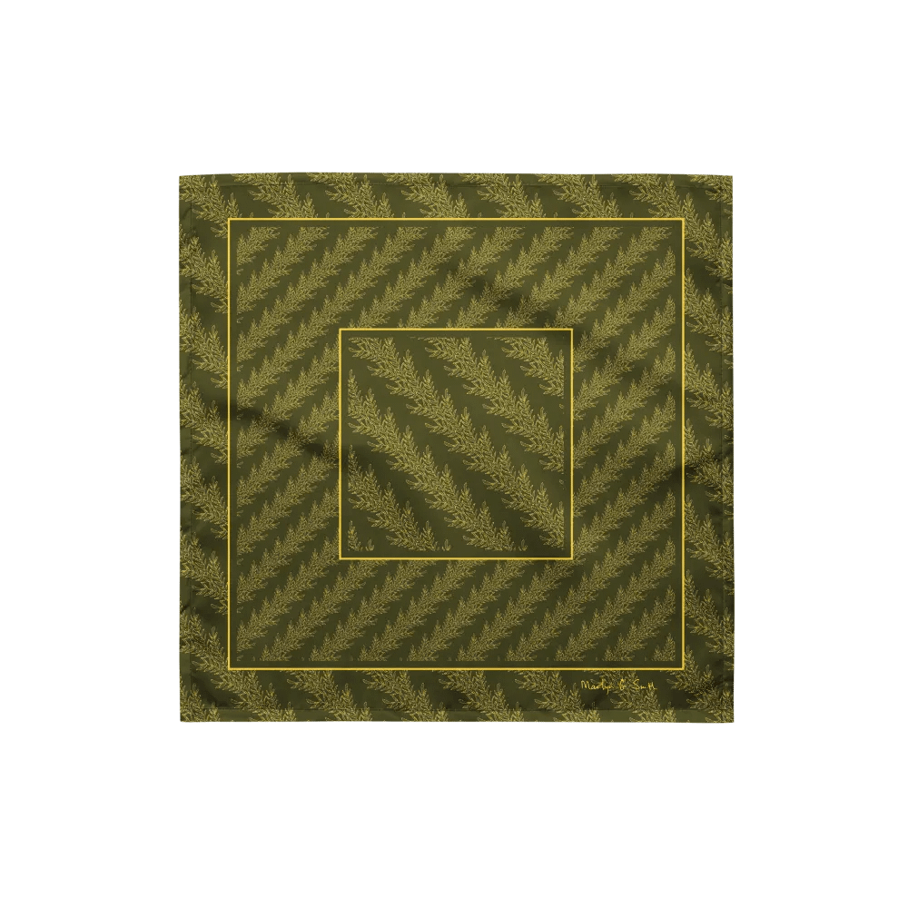 “Diagonal Stripe of Feathery Fronds” Bandana in Green product image (1)