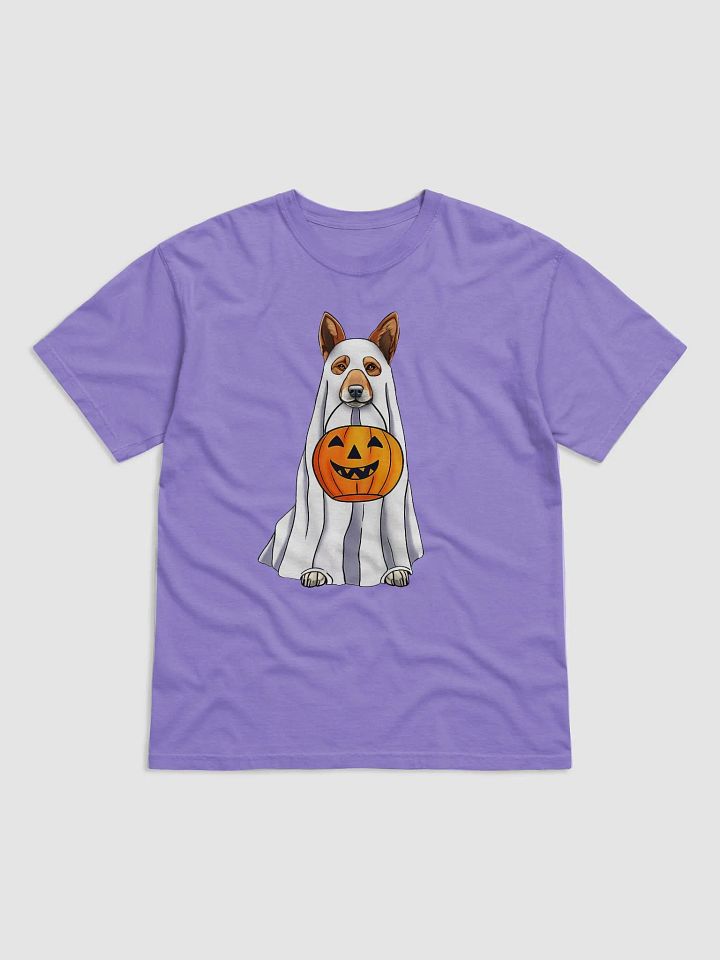 Australian Cattle Dog Halloween Tee | Funny Halloween Red Heeler Wearing a Ghost Costume with Pumpkin Basket product image (22)