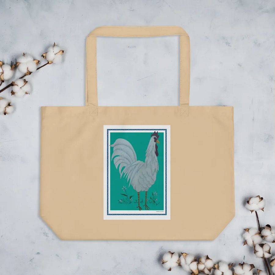 Eco Friendly Tote Bag with Chicken and Green Background product image (3)