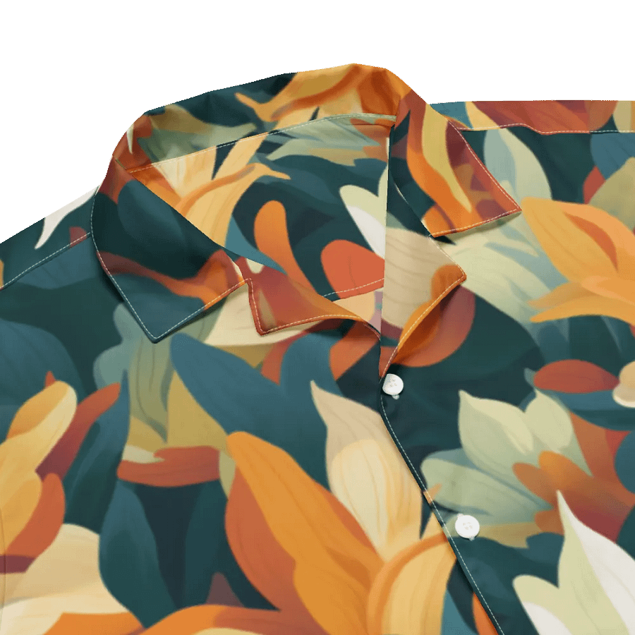 BLUE ORANGE WHITE FLOWERS HAWAII SHIRT product image (3)