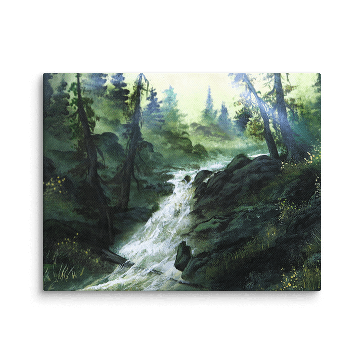 Moonlight Deep Forest Waterfall Acrylic Landscape Painting product image (1)