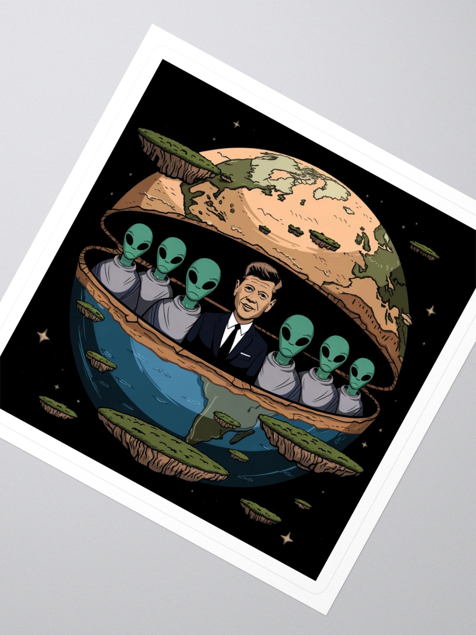 JFK Chilling with the Aliens Sticker — TE.STKR-03 product image (2)