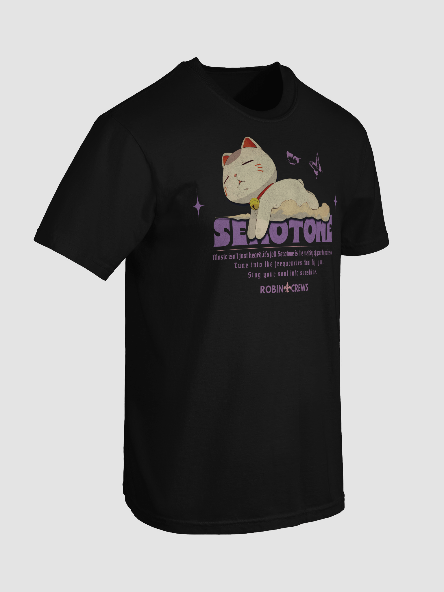 Trendy Purple Graphic T Shirt Serotonin Mood Cat Tee product image (5)