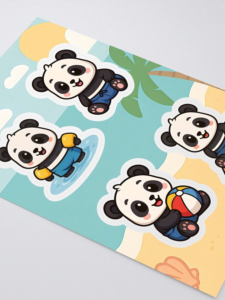 Beach Day Panda Bear Sticker Sheet product image (2)