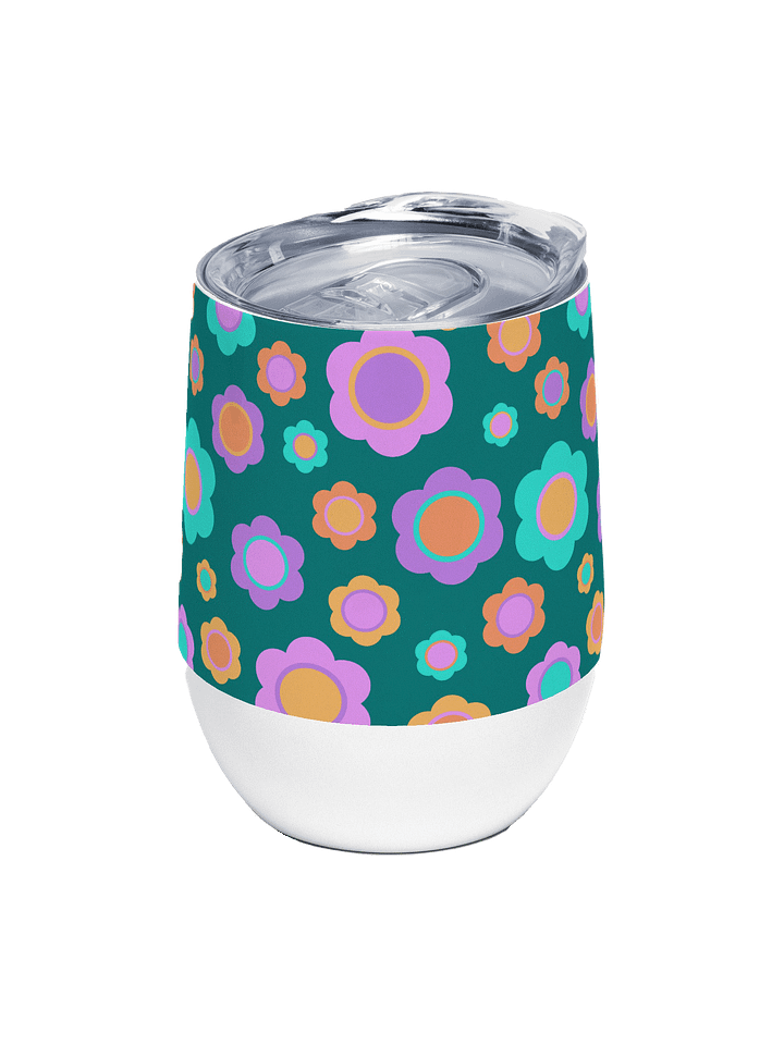 Party Time! Retro Flowers Wine Tumbler product image (1)