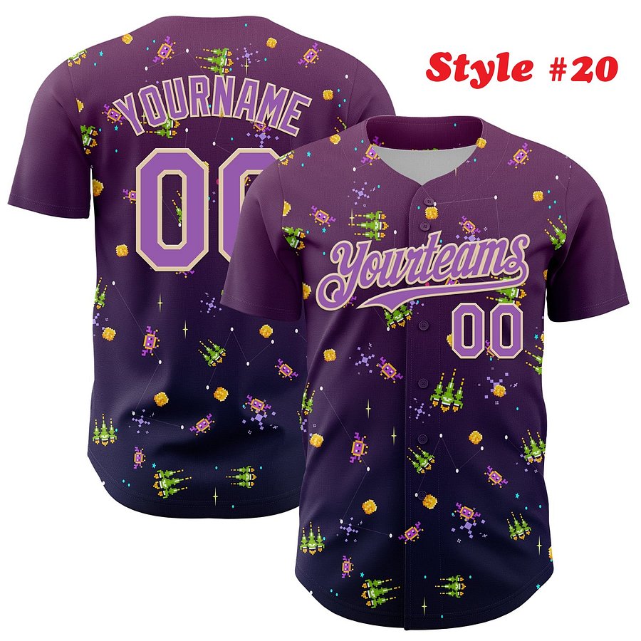 Authentic Baseball Jersey, Custom Baseball Jersey, Personalized Sport Jersey, Colorful, Number, 3D Super Cute, Gift , Romantic product image (186)