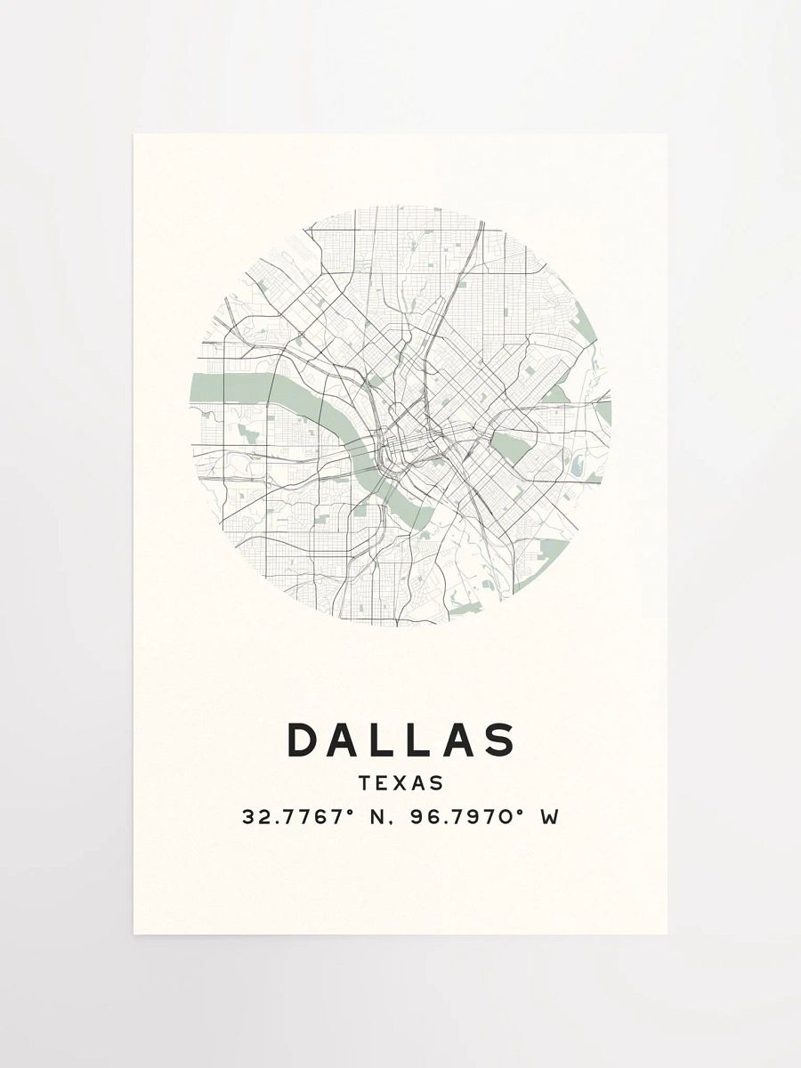 Dallas Street Map Poster – Beige Minimalist Circular City Art product image (4)