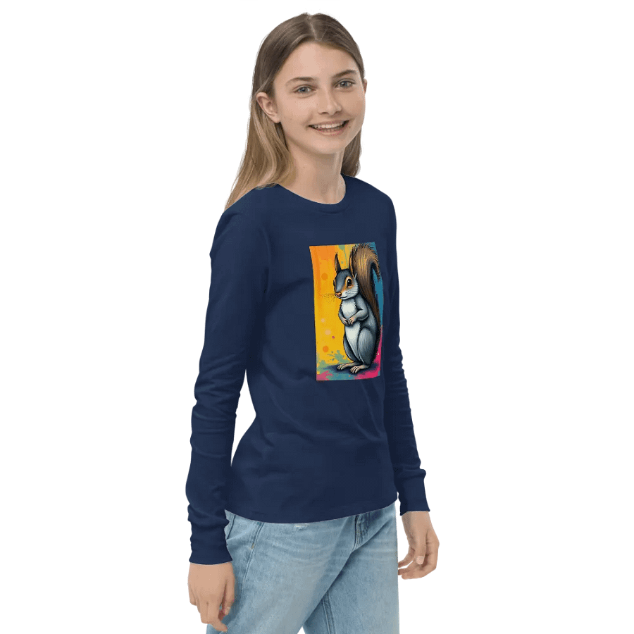 Vibrant Squirrel Illustration Youth Long Sleeve T-Shirt product image (4)
