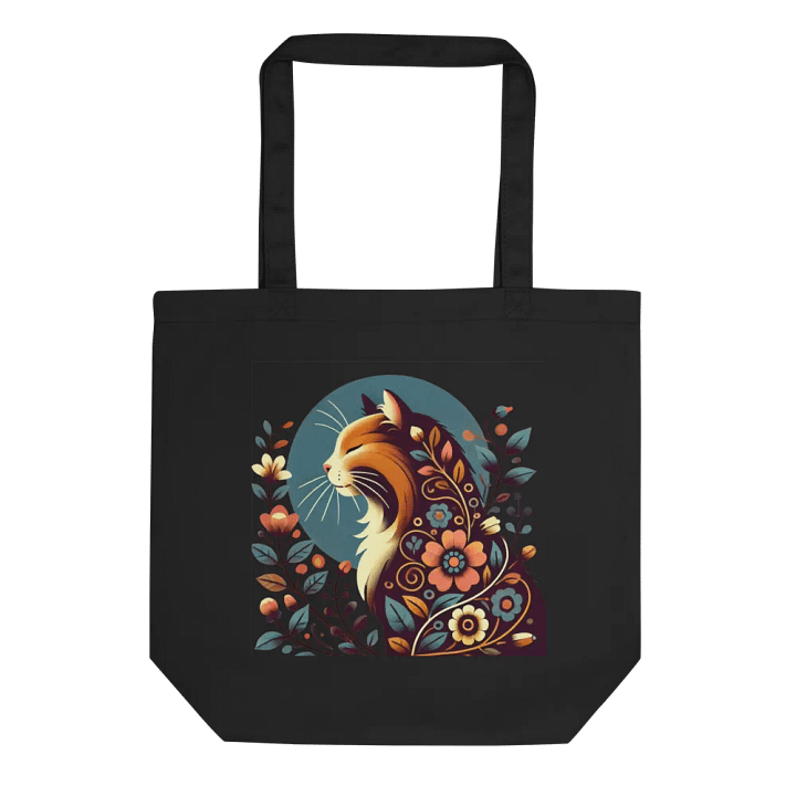 Long Haired Calico Cat and Floral Design Eco Tote product image (1)