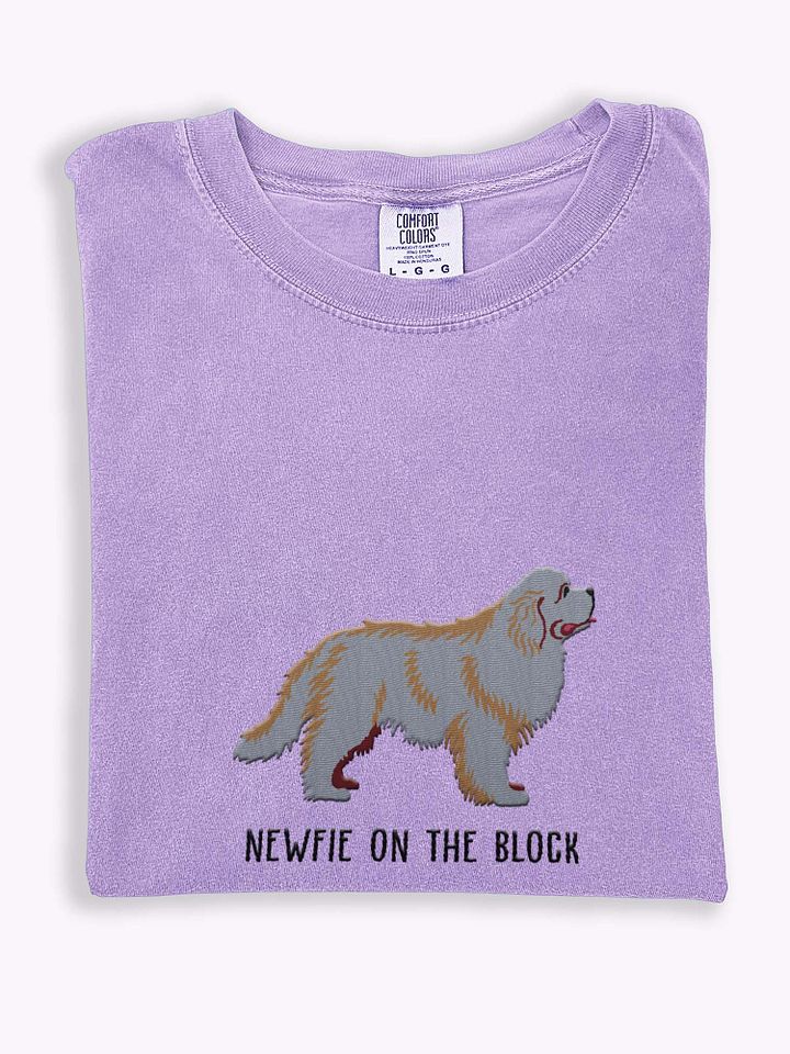 Newfie on the Block T-Shirt(Embroidered) of a Newfoundland(Grey) product image (1)