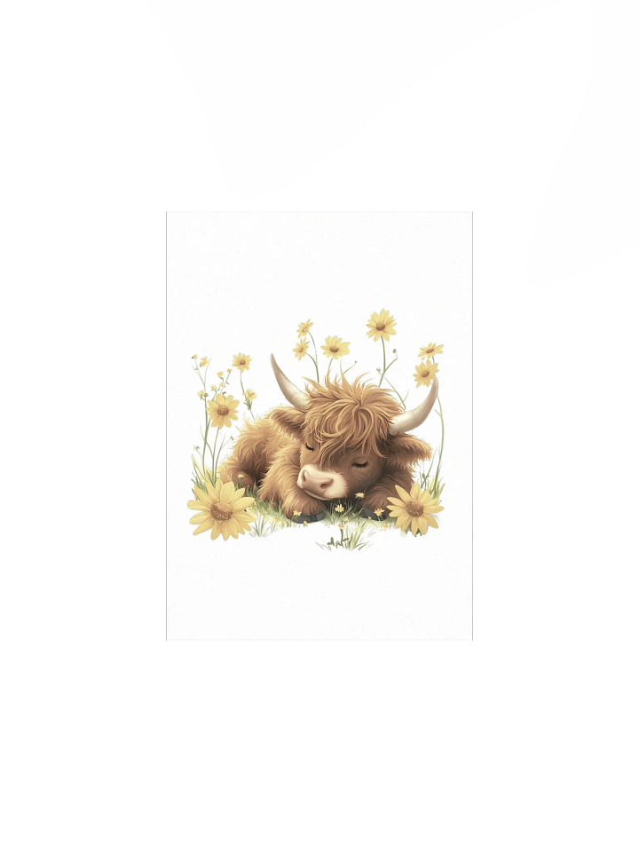 Highland Cow Yellow Wildflower Nursery Print product image (2)
