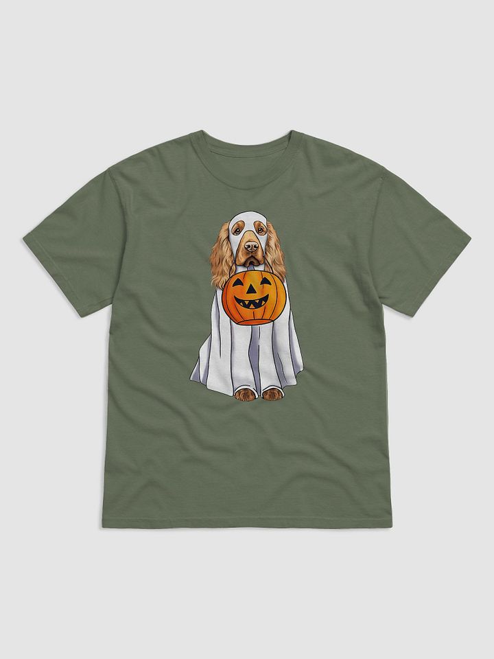 Cocker Spaniel Halloween Tee | Funny Fall Halloween Cocker Spaniel Wearing a Ghost Costume with Pumpkin Basket product image (2)