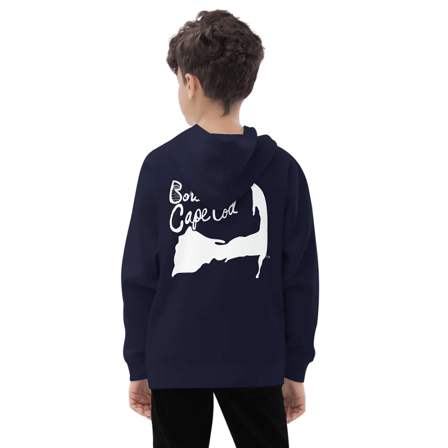 Boys' | BOURNE to Cape Cod™ | DTG Vintage Print | Youth Hooded Fleece Pullover | Cozy Coastal Adventure | White Logo product image (5)
