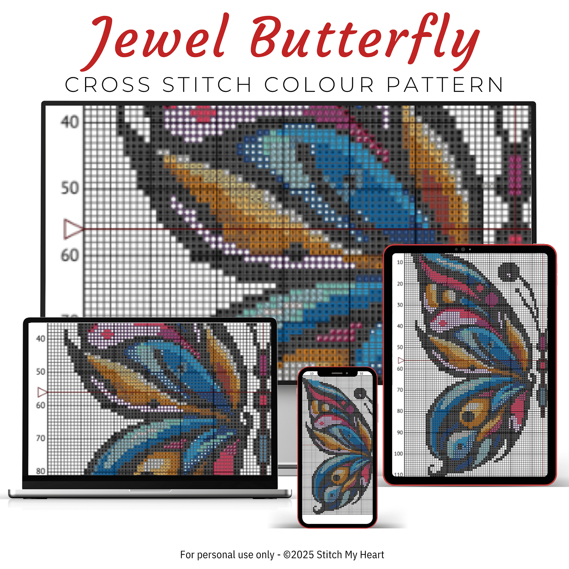 Jewel Butterfly Cross Stitch Pattern product image (3)