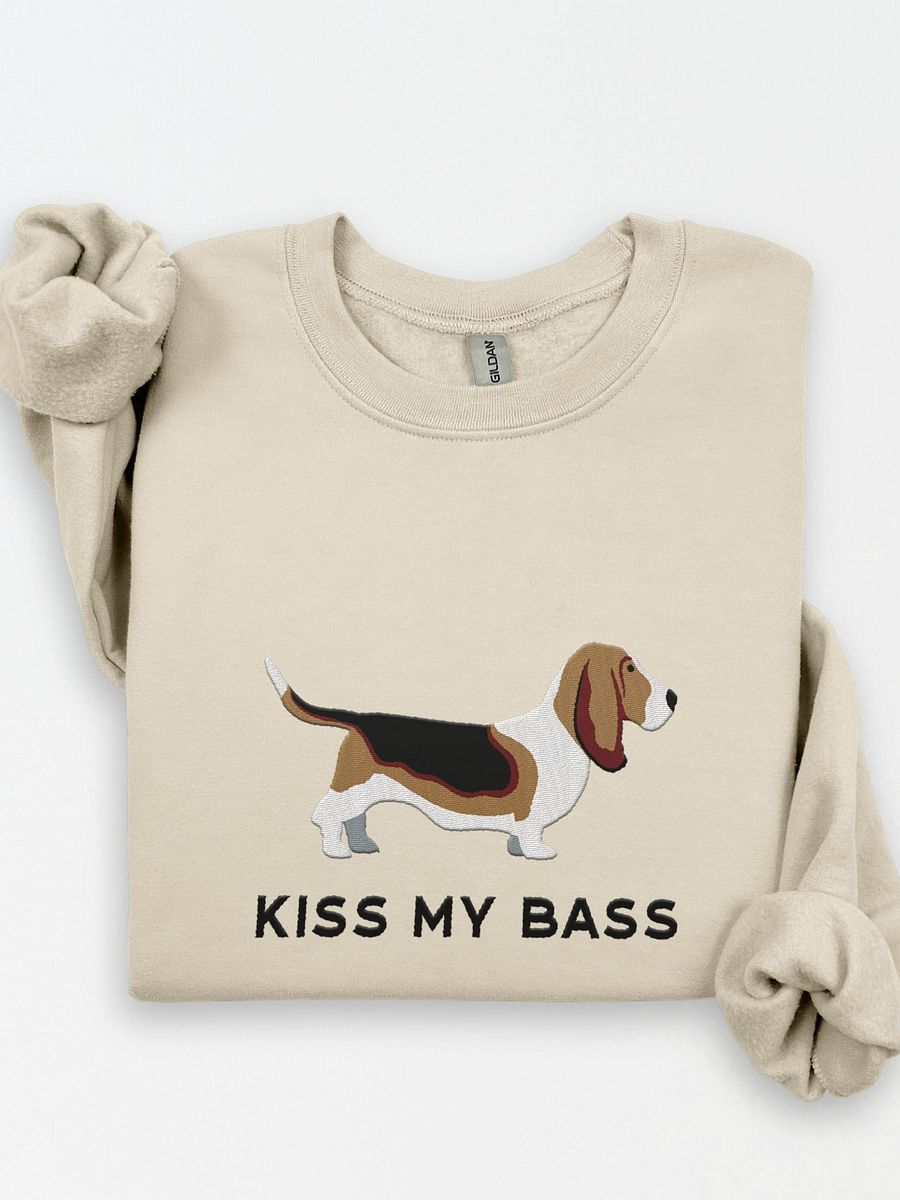 Kiss My Bass Sweatshirt (Embroidered) of a Basset Hound product image (1)