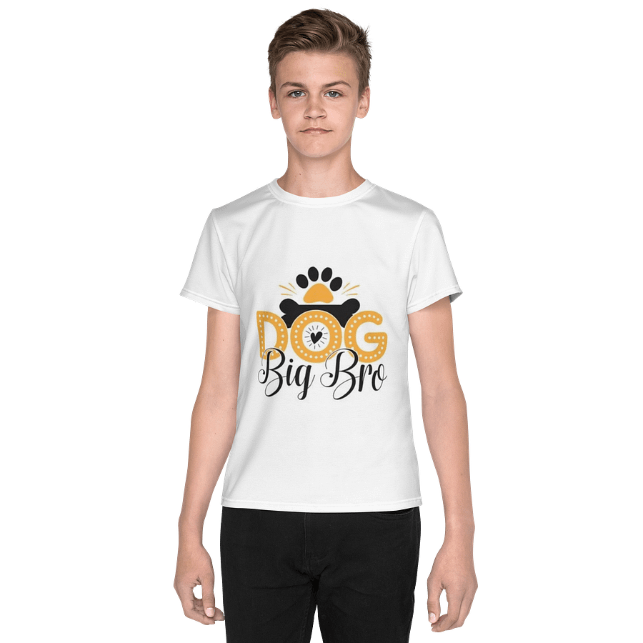 Kids Youth Crew Neck T-Shirt Big Bro Dog Slogan All-Over Print product image (1)