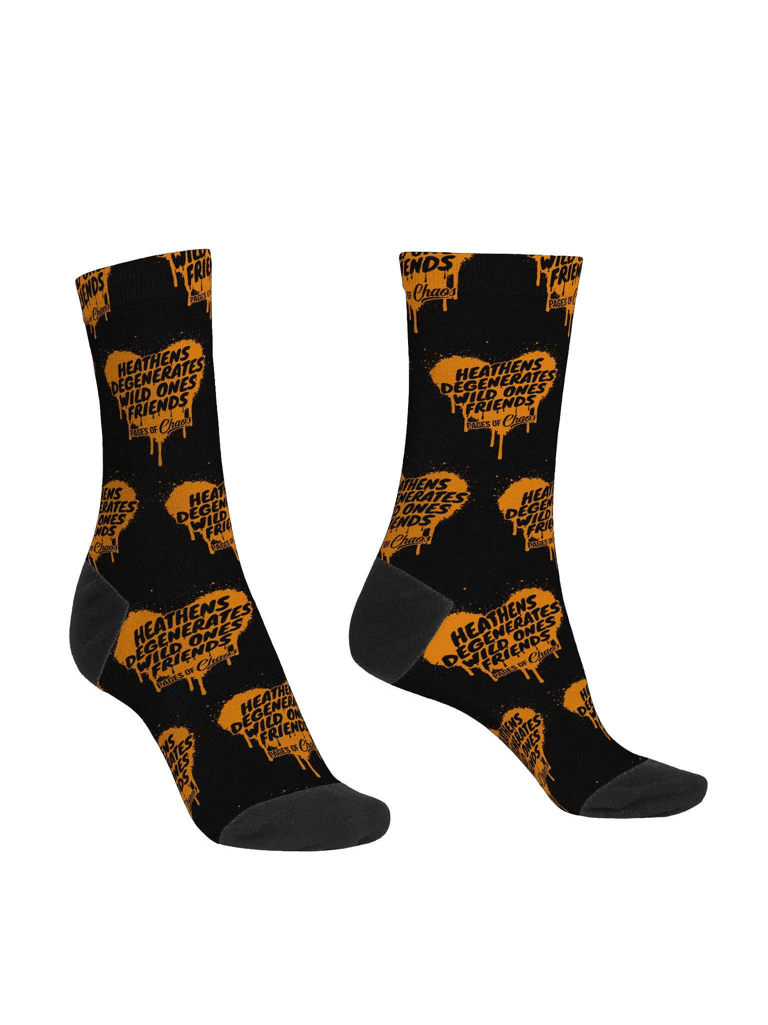 Heathens, Degenerates,Wild Ones, and Friends Black Socks (Orange Text) product image (3)
