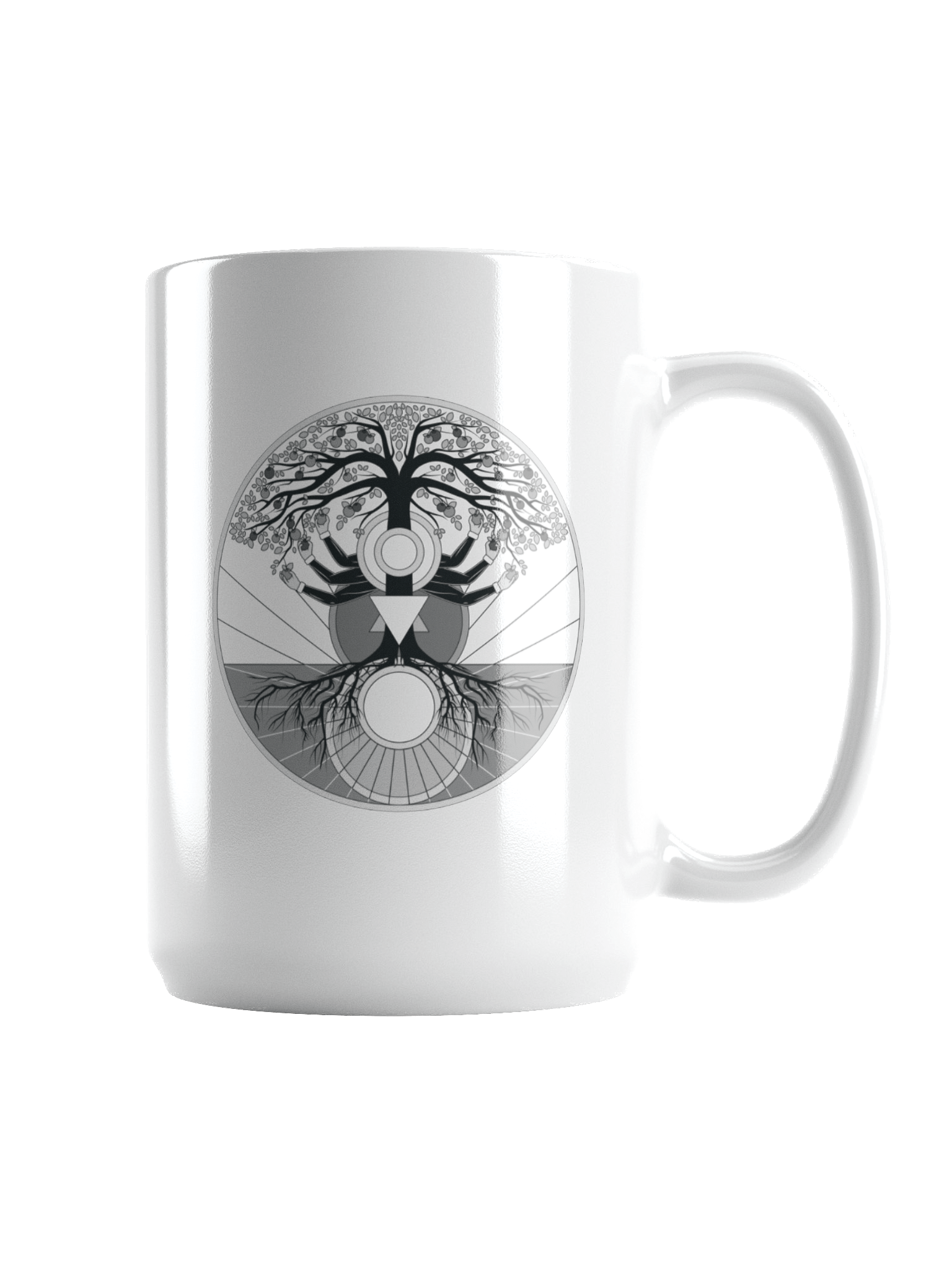 Mug (15 oz)- Tree of Psyche (Origional B&W) on White product image (2)
