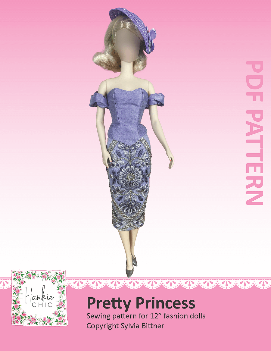 Pretty Princess sewing pattern for 12" fashion dolls product image (1)