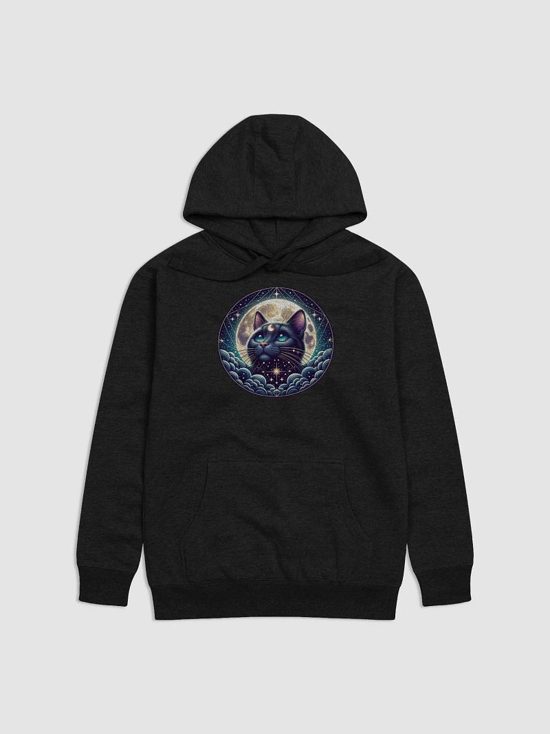 Mystical Stargazing Cat with Celestial Moon and Stars
