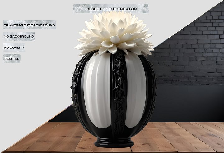 Monochrome Elegance Vase – Black & White Signature, PNG product image (2)