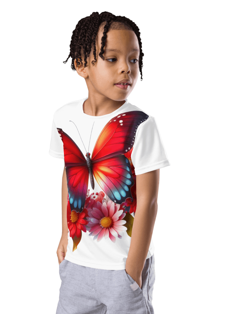 Vibrant Butterfly Paradise Red Unisex Tee product image (5)