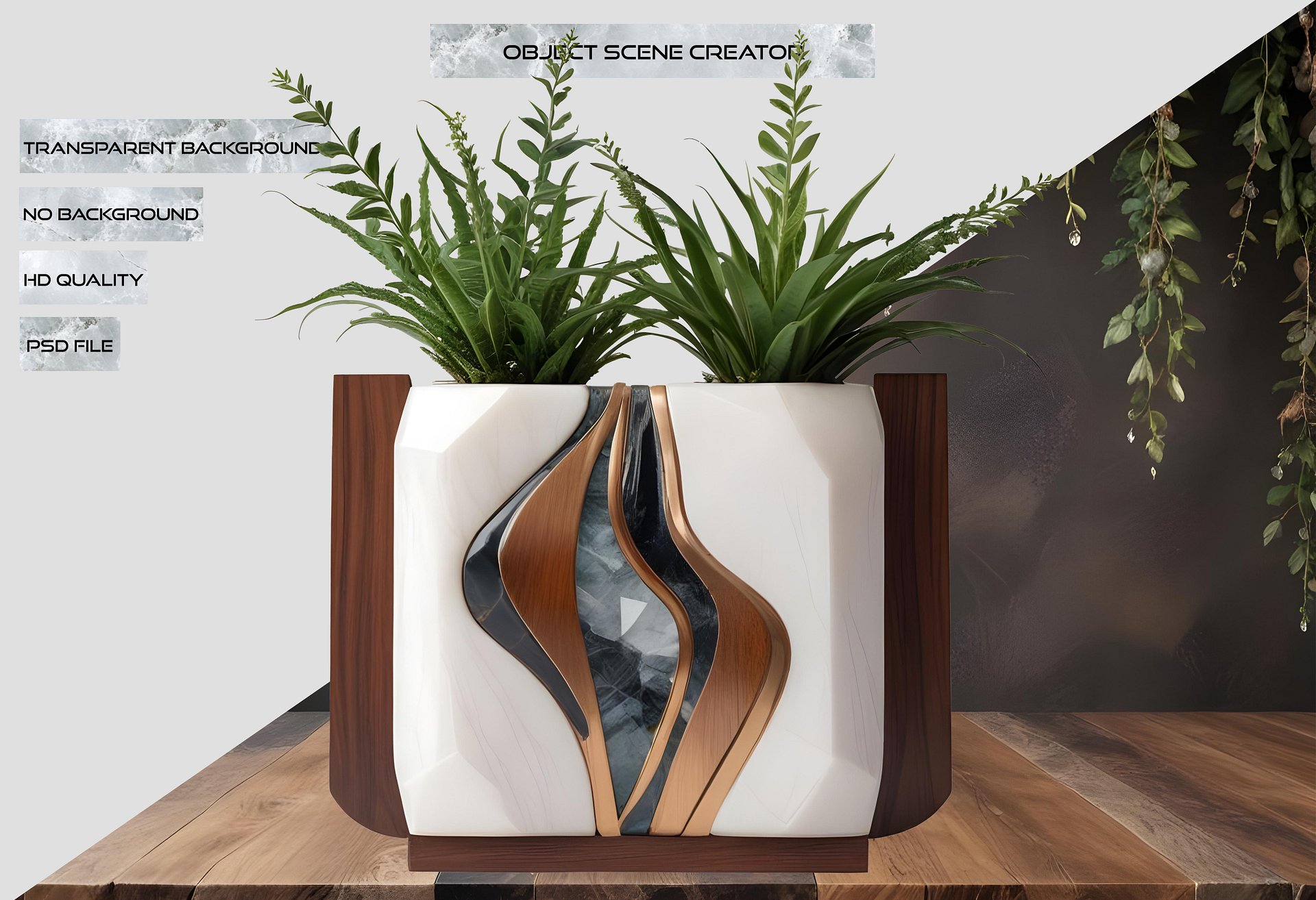 Dream of Eternity Collection – Art Deco Double Planter – PNG product image (2)