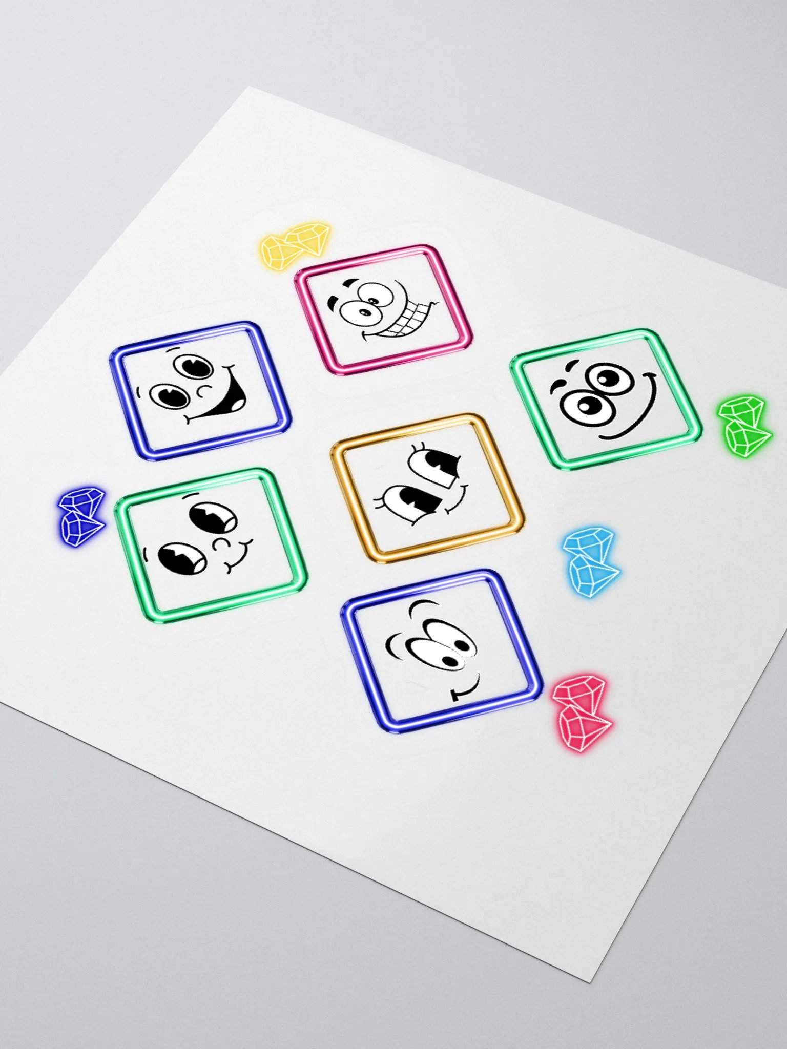 Happy Diamond Faces - Colorful Artistic Sticker product image (3)