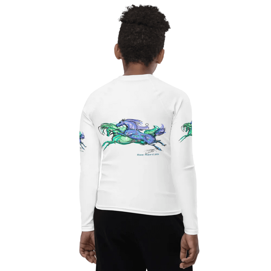 Staceys Galloping Horses Youth Rash Guard product image (9)