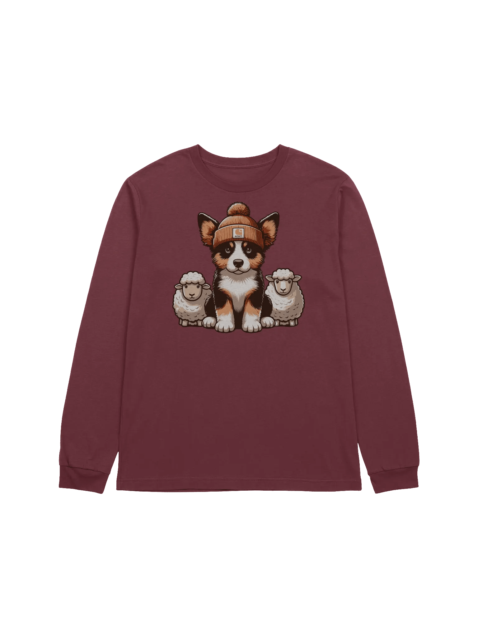 Cute Tricolor Border Collie with Sheep Long Sleeve T-Shirt product image (1)