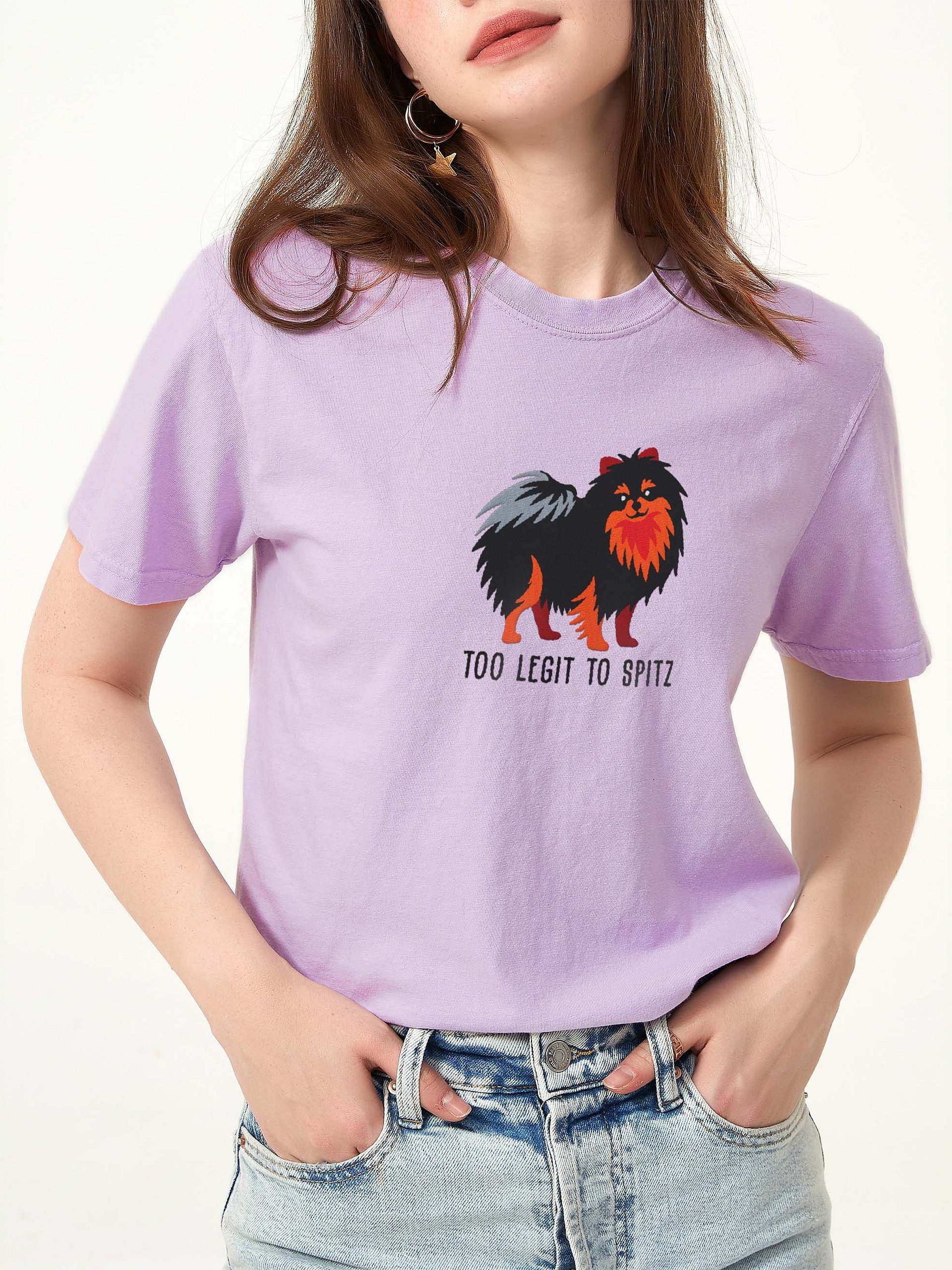 Too Legit to Spitz T-Shirt(Embroidered) of a Pomeranian(Black & Tan) product image (2)