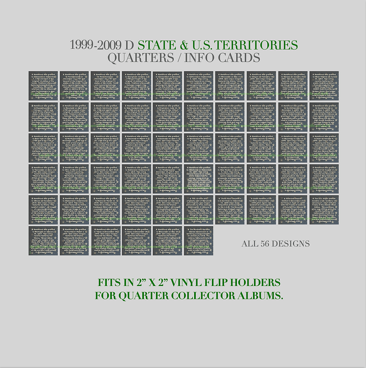 1999-2009 / Denver / State & US Territories Quarters / Printable INFO Cards product image (1)