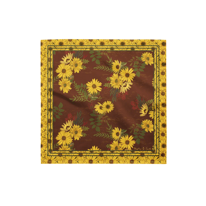 “Helianthus Sunflower Amongst the Greens” Bandana in Red product image (1)