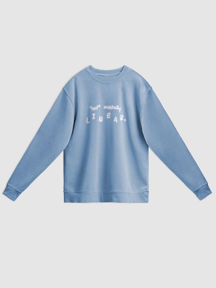*not* mentally linear (lined design, #BDCAEF) printed pigment crewneck product image (13)
