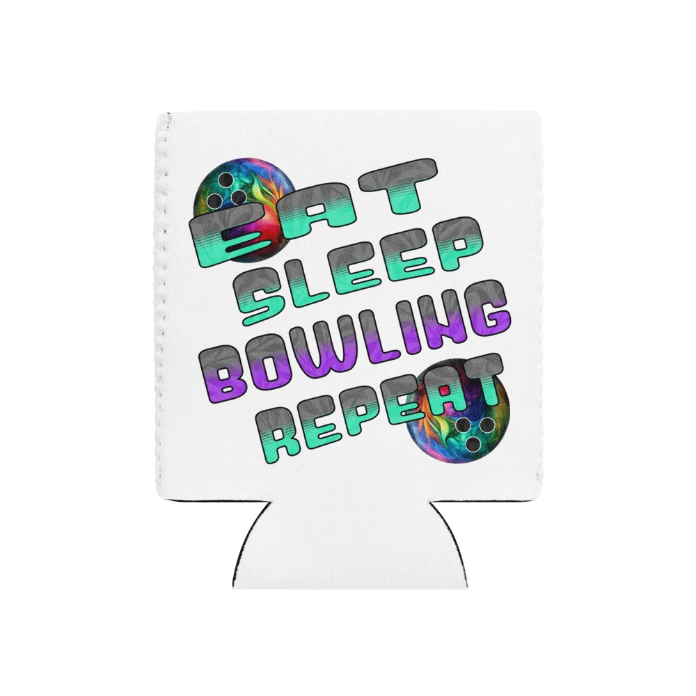 Eat Sleep Bowling Repeat Angle Colorful Ball Can Cooler product image (1)