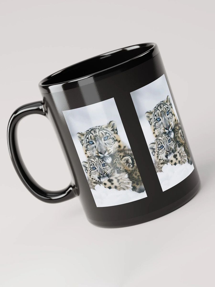 Snow Leopard Cuddle Black Glossy Mug product image (5)