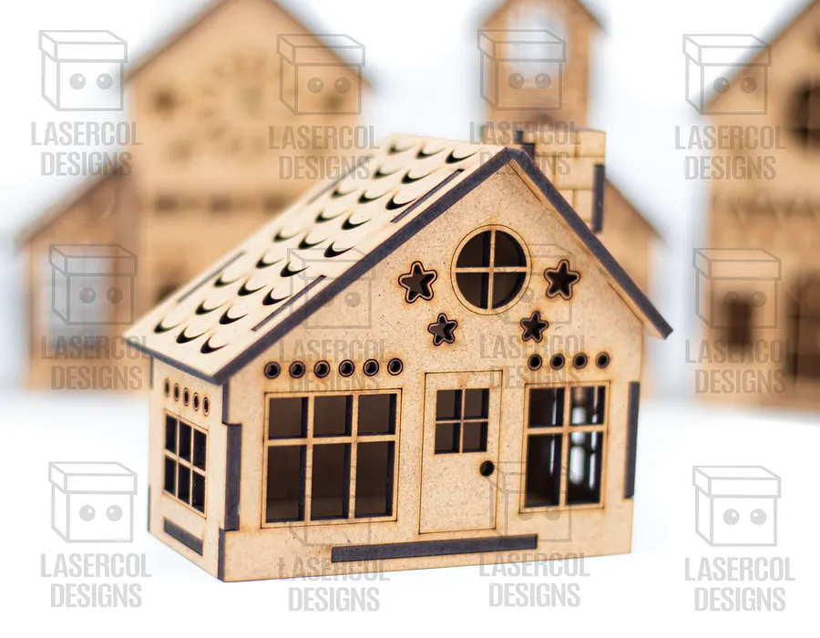 Christmas Houses Set 1 (5 Styles) - Laser Cut Files product image (10)