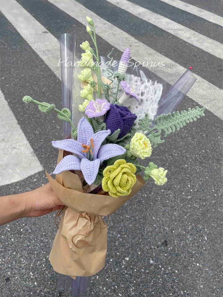 Purple & Green World Crochet Knit Bouquet product image (1)