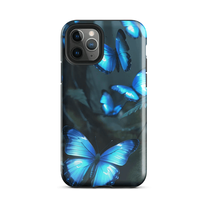Tough Phone Case for iPhone® - Blue Iridescent Butterflies product image (2)