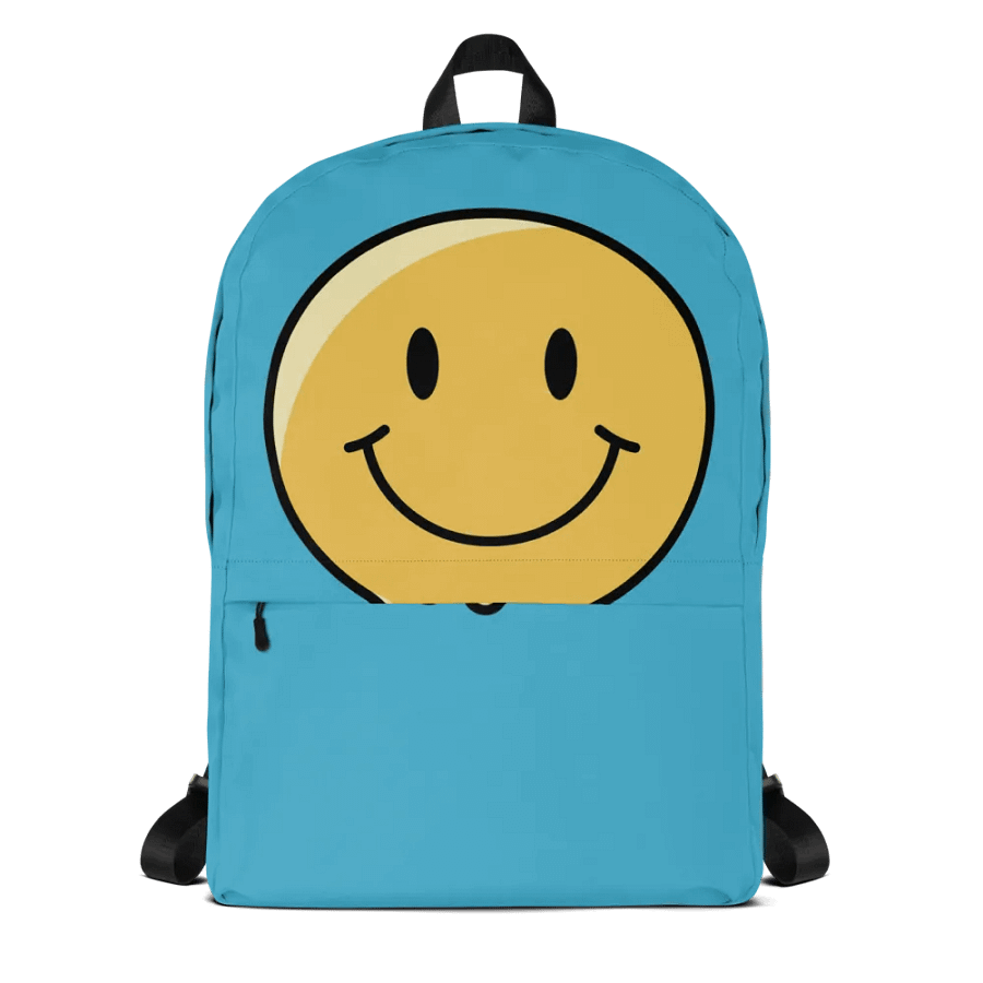 Blue backpack with a happy face product image (2)
