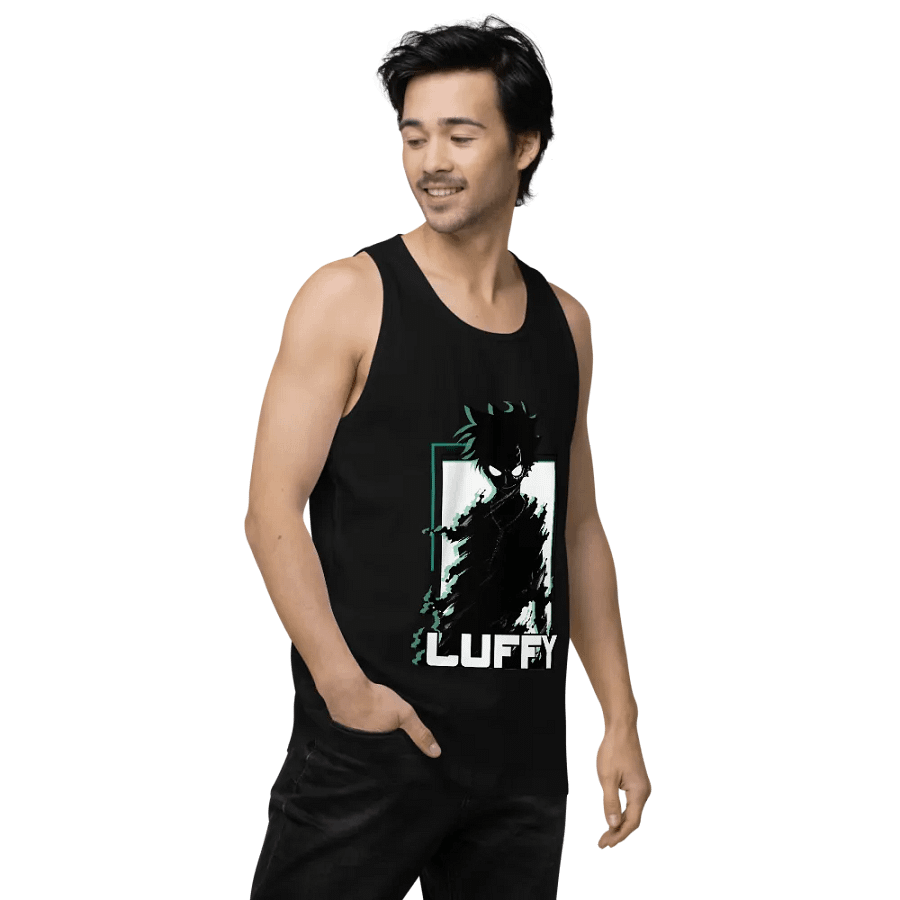 Shadowed Vigilance: LUFFY Anime Glitch Design Tank Top product image (5)