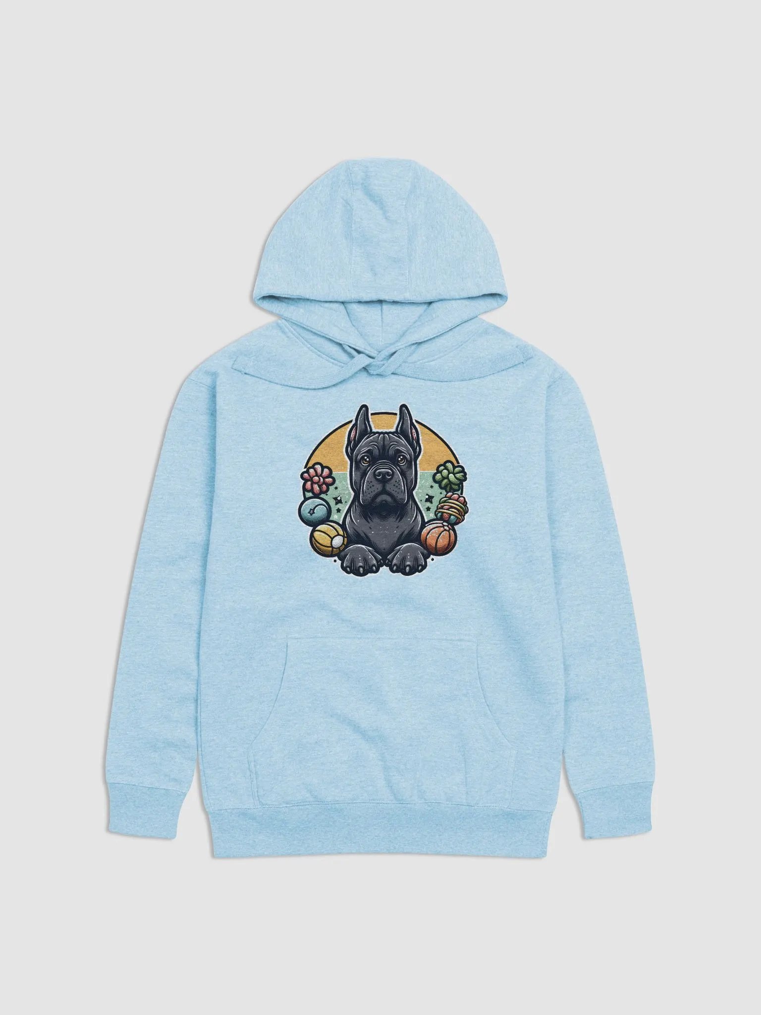 Cozy Black Cane Corso with Colorful Balls Hoodie – Playful Dog Lover Apparel product image (13)